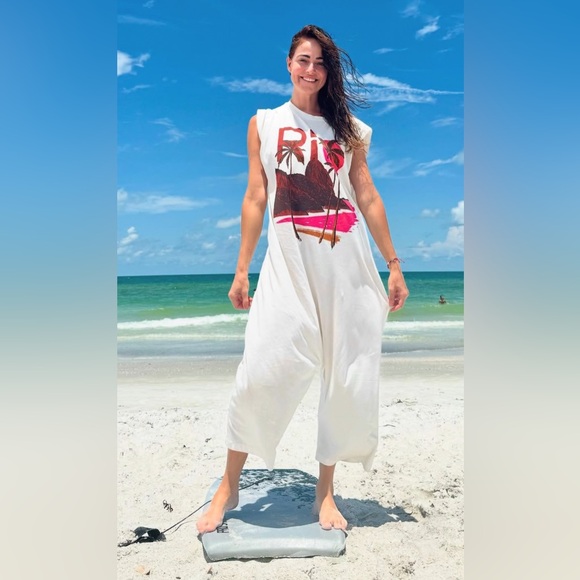 EUC Farm Rio Cotton Sleeveless Jumpsuit size Oversized XS - Medium Retails $148 - Picture 2 of 7